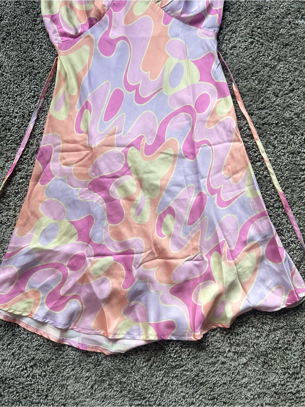 Peppermayo Pink Lavender & Peach Abstract Wrap Mini Dress - Picture 3 of 5